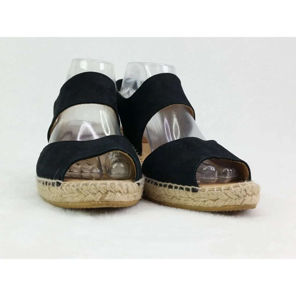 Women's Kanna Espadrilles Wedges Sandals Shoes Black Made In Spain Size 42 US 10